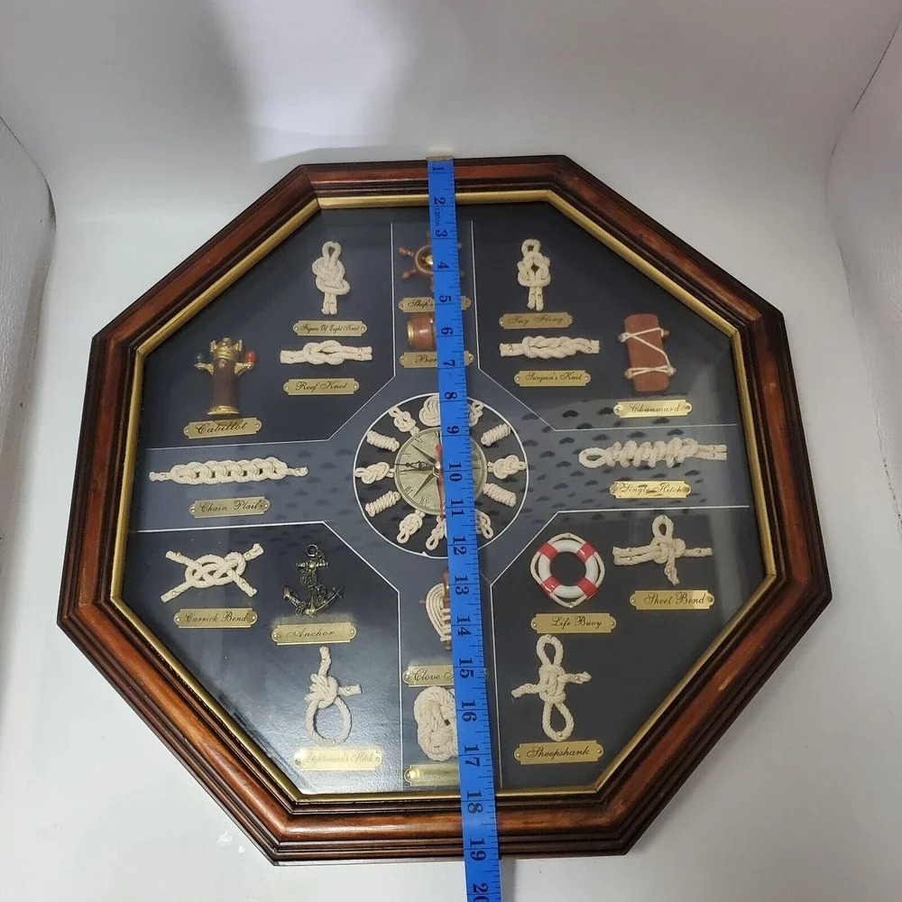 Decorative Wall Clock With Nautical Knots Wall Hanging 3D Shadow Box Ship Decor